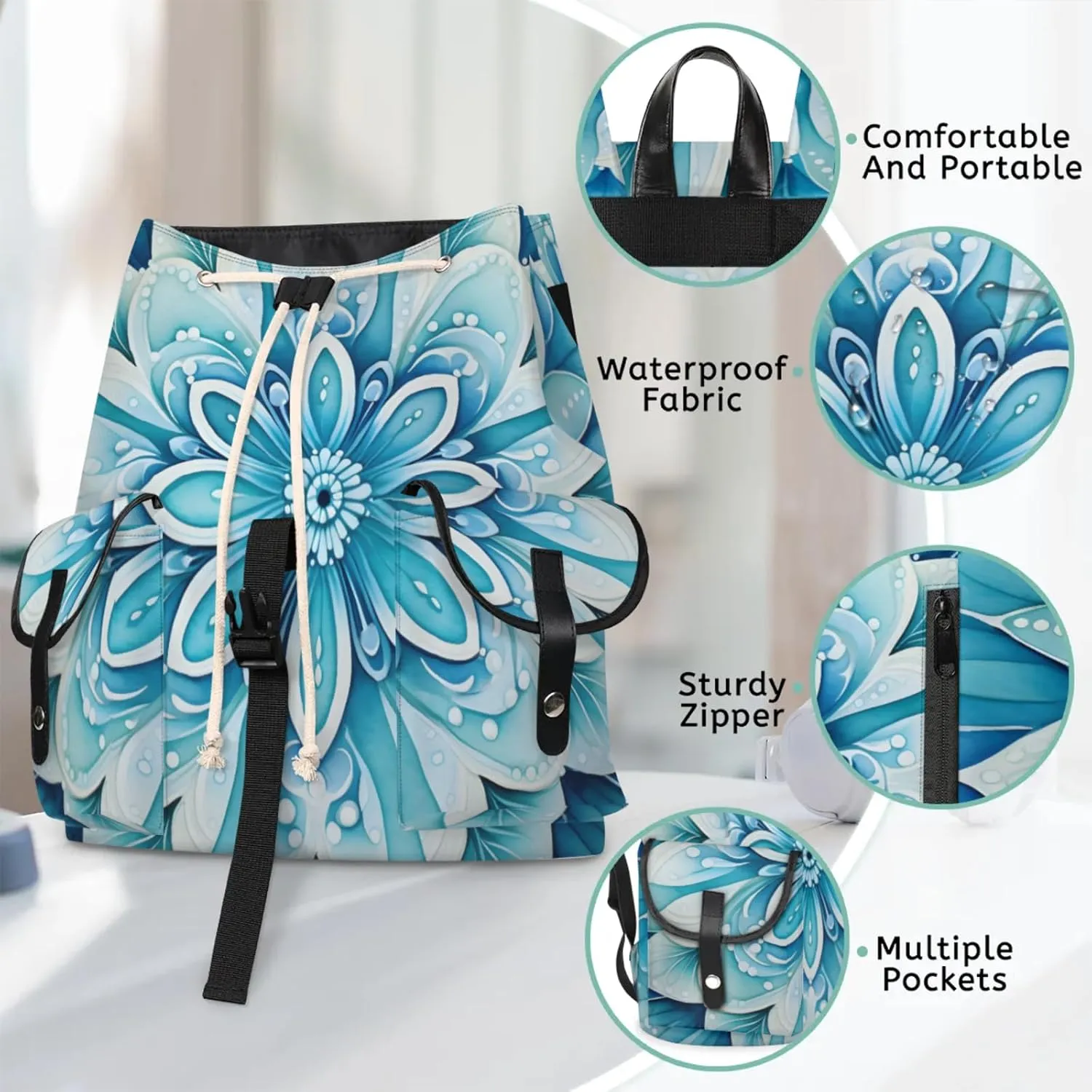 Honeybaby Vintage Waterproof Laptop Backpack for Men/Women Travel Essentials Backpack Expandable Carry On Bag with Anti-Theft Compartment Fits 15" Notebook Floral Design