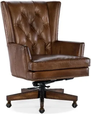 Hooker Furniture Finley Traditional Leather Executive Desk Chair in Brown