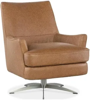 Hooker Furniture Sheridan Contemporary Leather/Metal Swivel Chair in Brown