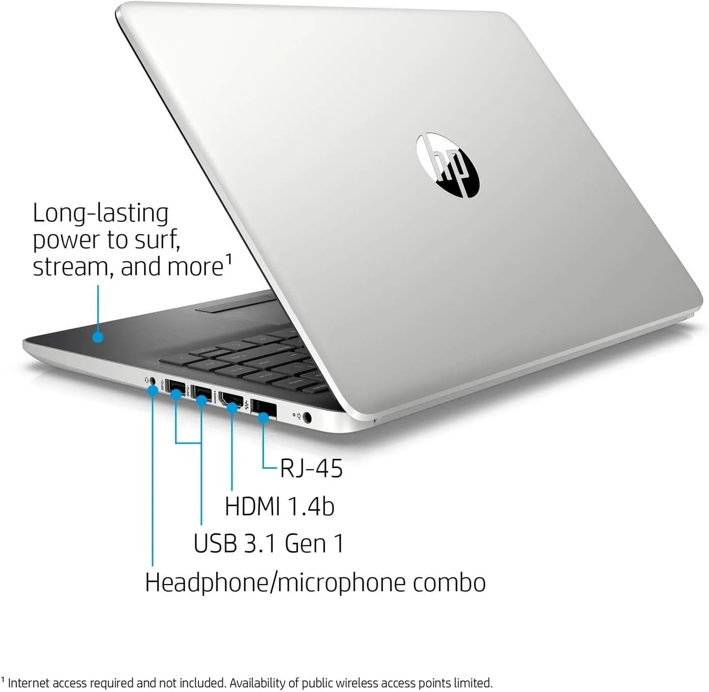 HP 14-DK000 Laptop 2020 14” WXGA HD 1366 x 768 Display Touchscrenn, AMD Ryzen 3 3200U, 2-core, AMD Radeon Vega 3 Graphics, 64GB DDR4, 4TB SSD, Bluetooth 4.2 Combo, 720p HD Camera, Windows 11 Pro