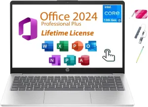 HP 15.6" Touchscreen Laptop, Intel 13th Core i3-1315U, Webcam Ai Copilot, Long Battery Life, Type C, Windows 11 Pro, W/BTP Bundle, Lifetime Office 2024 Included (8GB RAM | 512GB PCIe SSD)