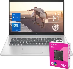 HP 2025 Essential Laptop, 17.3" FHD, Intel Core 7 150U (Beats I7 1335U), 64GB RAM, 2TB SSD, Fingerprint Reader, Backlit Keyboard, Wi-Fi 6, Win 11 Home, Blue, Bundle with ADATA 512 External SSD