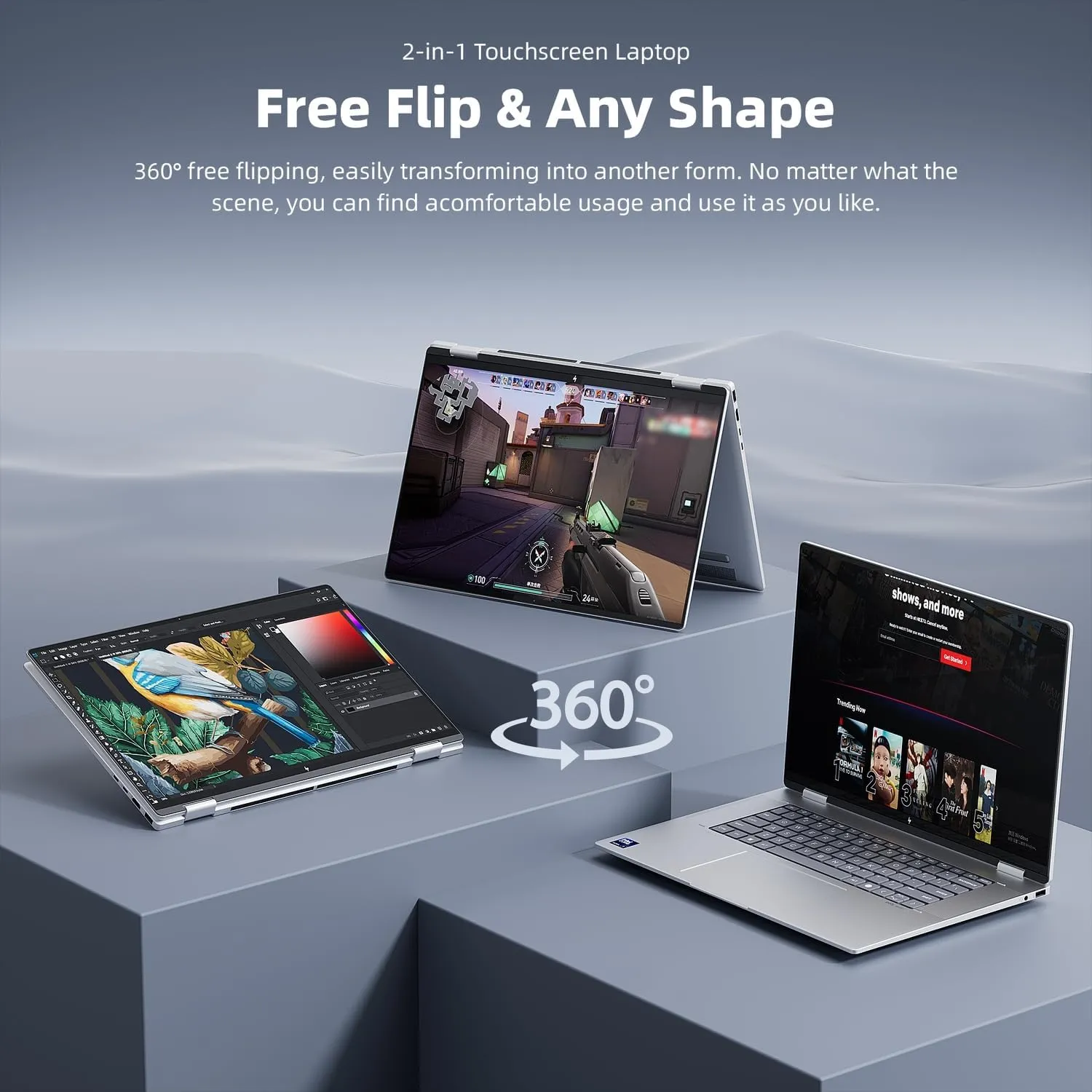 HP Envy x360 2-in-1 Laptop, 14" Touchscreen IPS WUXGA Display, AMD Ryzen 5 8640HS, 16GB LPDDR5, 512GB SSD, WiFi 6E, Backlit KB, Copilot Key, Microsoft Surface Pen, USB Fingerprint Reader, Win 11