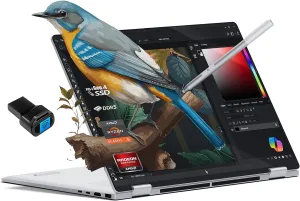HP Envy x360 2-in-1 Laptop, 14" Touchscreen IPS WUXGA Display, AMD Ryzen 5 8640HS, 16GB LPDDR5, 512GB SSD, WiFi 6E, Backlit KB, Copilot Key, Microsoft Surface Pen, USB Fingerprint Reader, Win 11