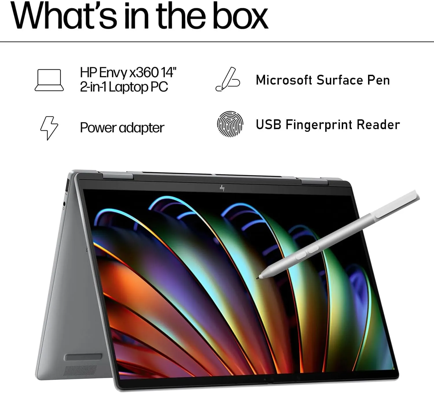 HP Envy x360 2-in-1 Laptop, 14" Touchscreen IPS WUXGA Display, AMD Ryzen 5 8640HS, 16GB LPDDR5, 512GB SSD, WiFi 6E, Backlit KB, Copilot Key, Microsoft Surface Pen, USB Fingerprint Reader, Win 11