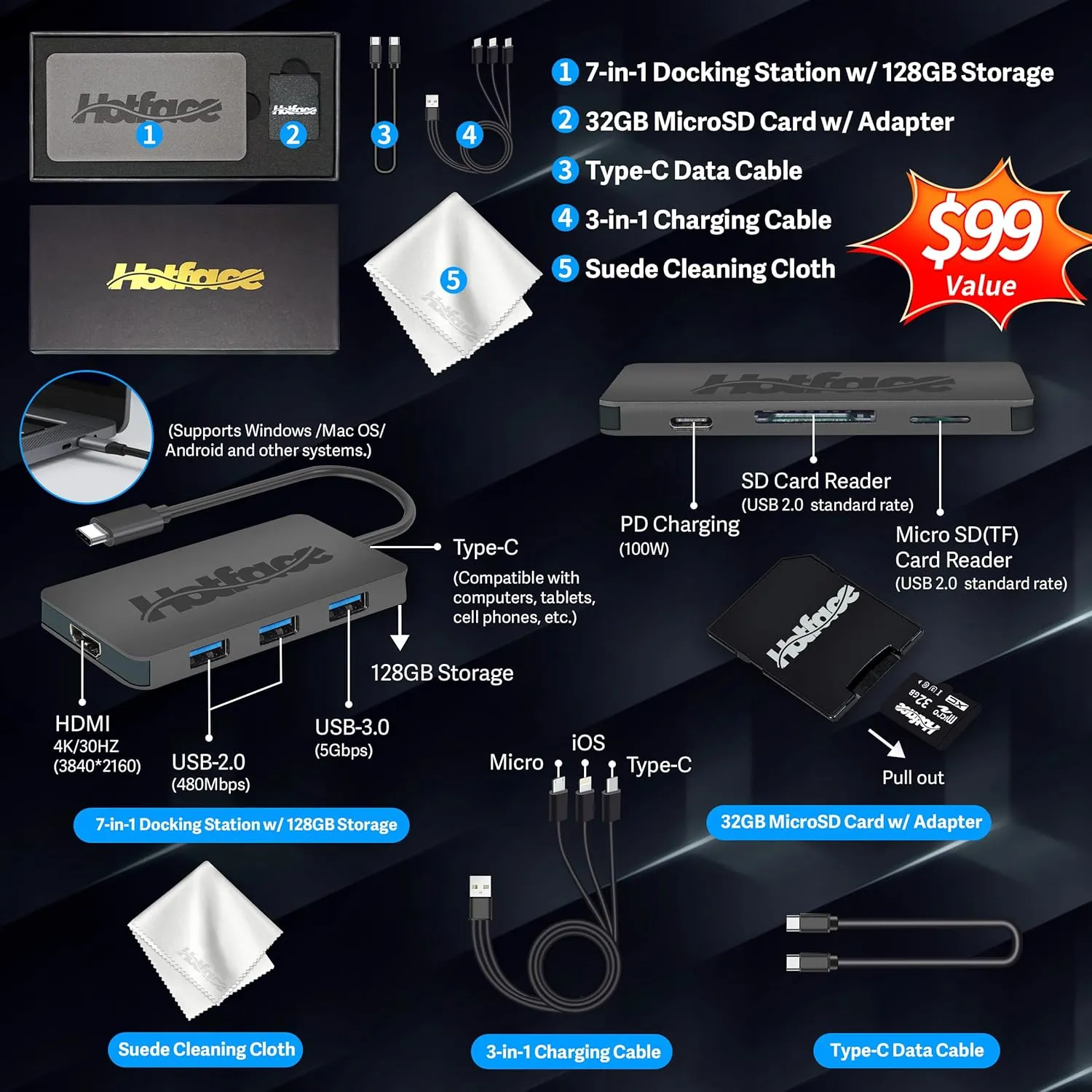 HP Flagship 14" HD Laptop with 1 Year Office 365 | 16GB RAM | 1.22TB Storage(64GB EMMC & 160GB Docking Station Set & 1TB Cloud Storage) | Intel 4-Core Processor | Webcam | Win 11s | White