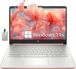 HP Stream 14" HD BrightView Laptop, Intel Celeron N4120, 16GB RAM, 256GB Storage (128GB eMMC   128GB USB Card), Intel UHD Graphics, HD Camera, Fast Charge, 1 Year Office 365, Win 11 S, Gold
