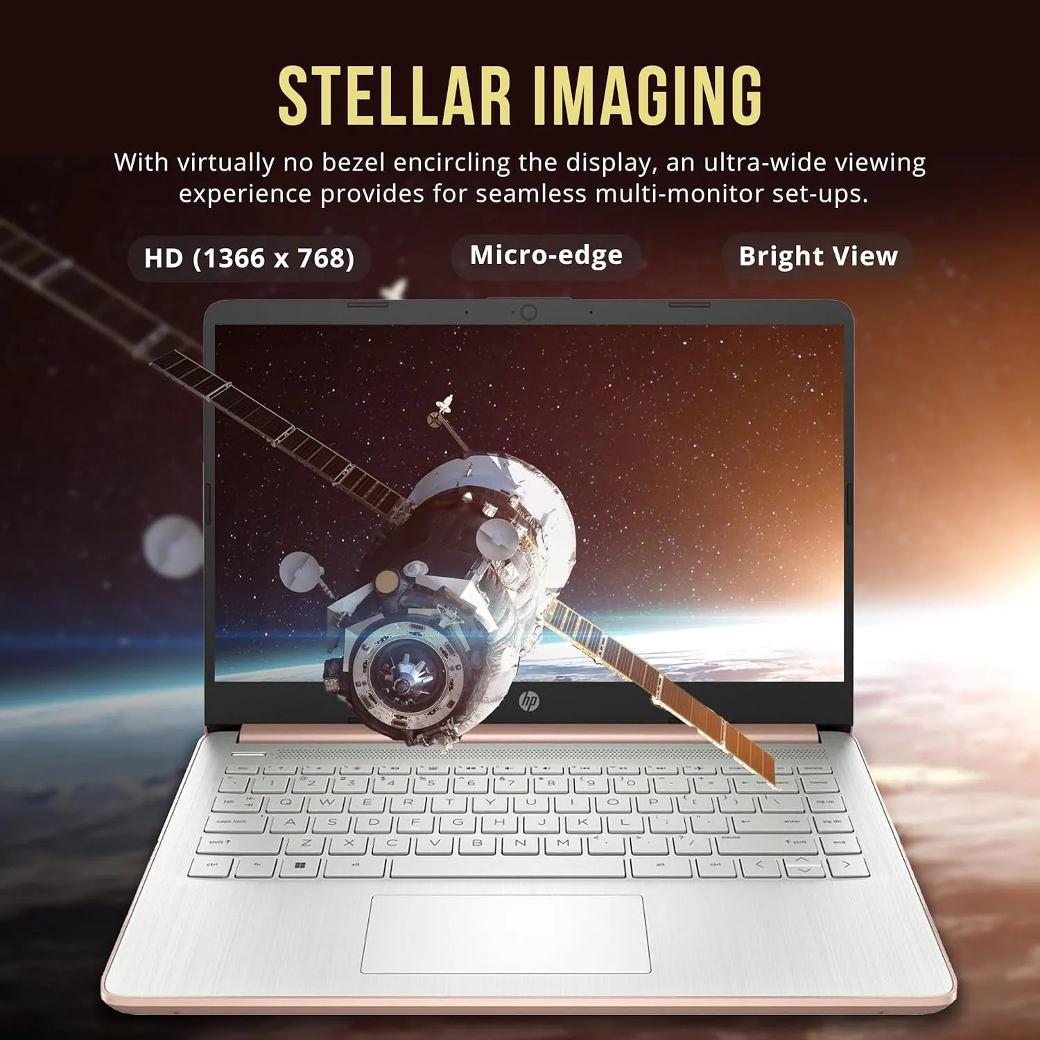 HP Stream 14" HD BrightView Laptop, Intel Celeron N4120, 16GB RAM, 416GB Storage (128GB eMMC   288GB Docking Station Set), Intel UHD Graphics, 720p Camera, Wi-Fi, 1 Year Office 365, Win 11 S, Gold