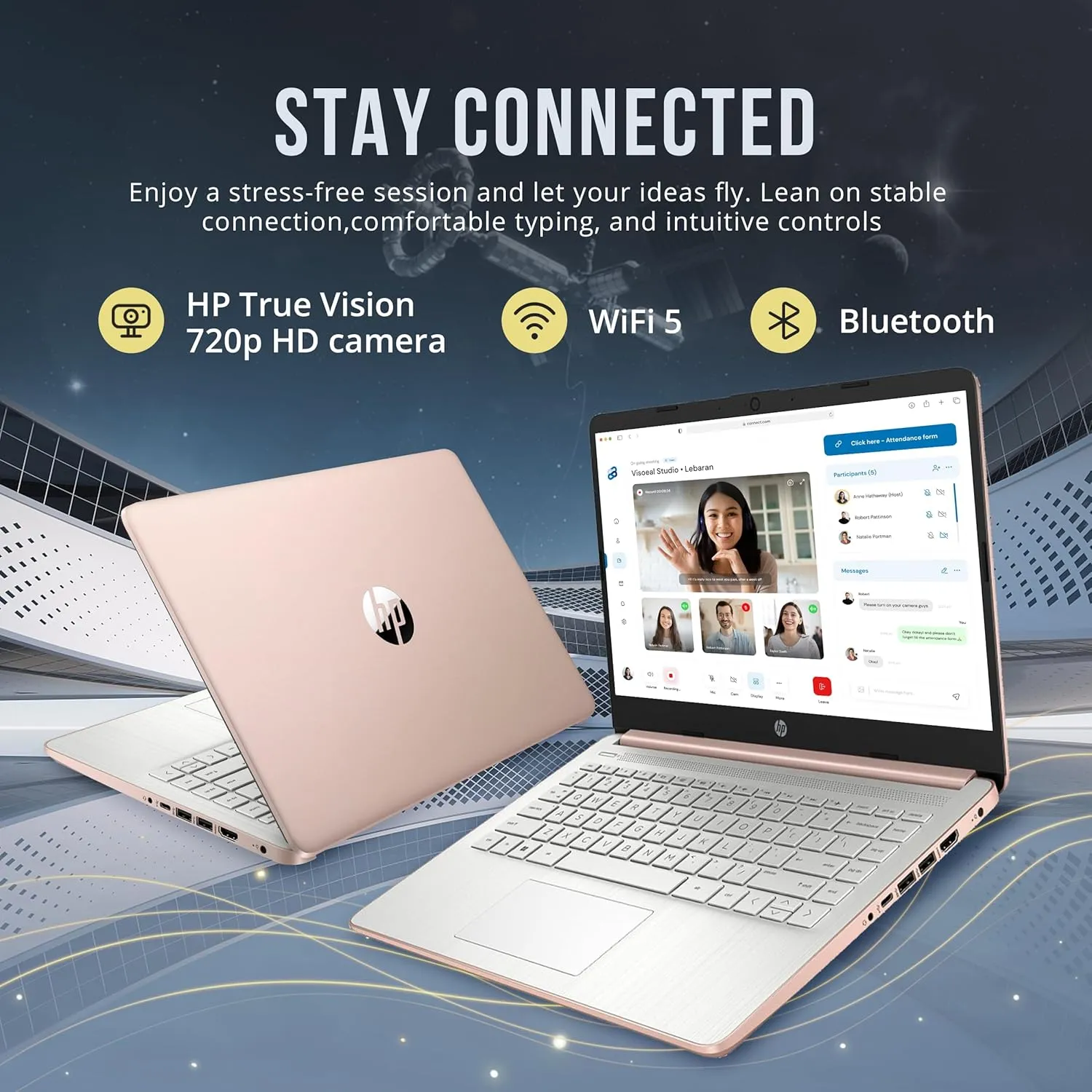 HP Stream 14" HD BrightView Laptop, Intel Celeron N4120, 8GB RAM, 288GB Storage (128GB eMMC   160GB SSD Docking Station Set), Intel UHD Graphics, HD Webcam, Wi-Fi, 1 Year Office 365, Win 11 S, Gold