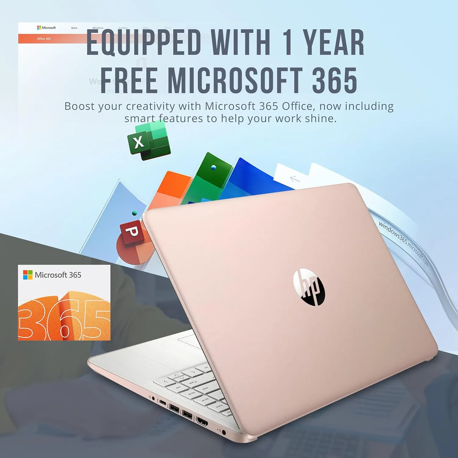 HP Stream 14" HD BrightView Laptop, Intel Celeron N4120, 8GB RAM, 288GB Storage (128GB eMMC   160GB SSD Docking Station Set), Intel UHD Graphics, HD Webcam, Wi-Fi, 1 Year Office 365, Win 11 S, Gold