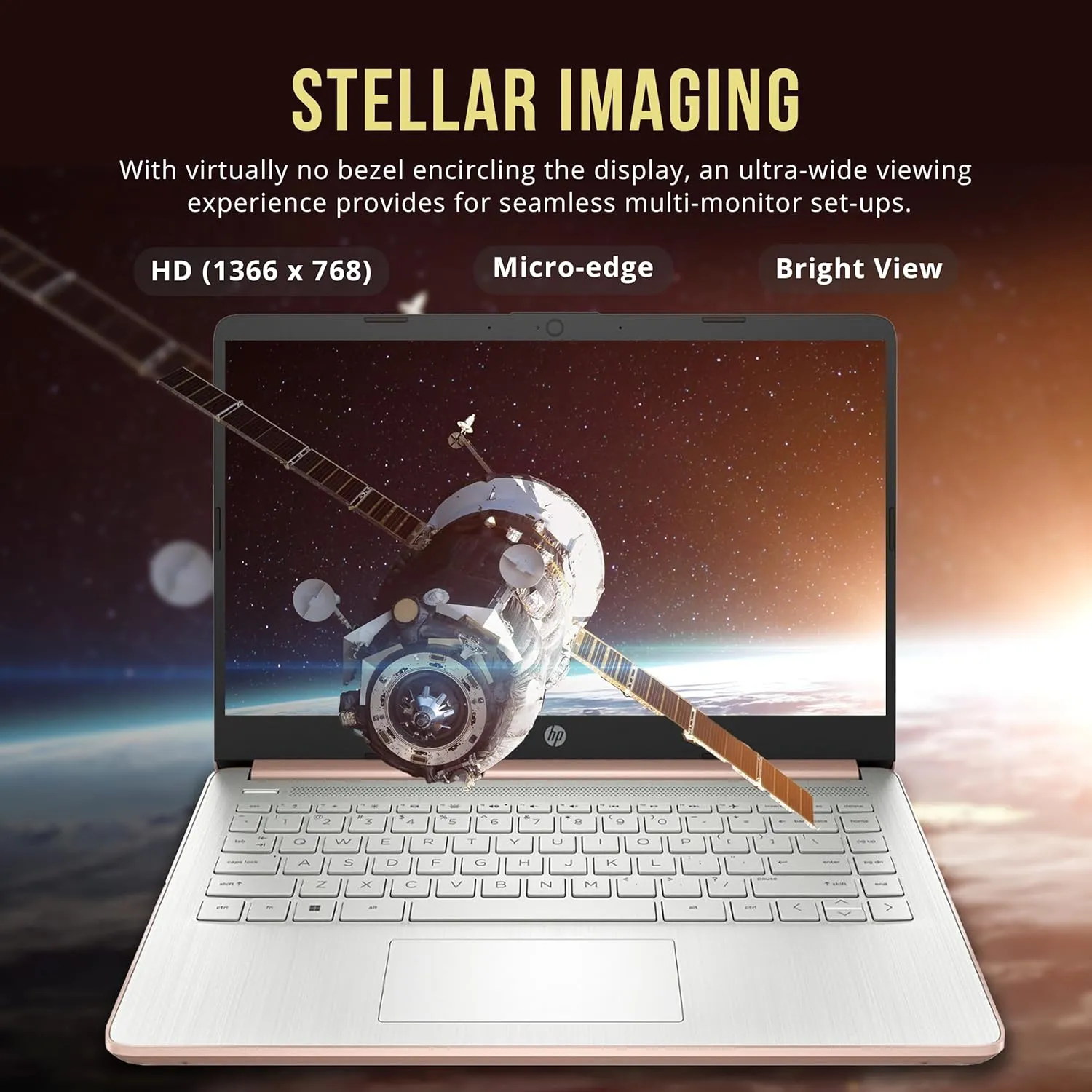 HP Stream 14" HD BrightView Laptop, Intel Celeron N4120, 8GB RAM, 288GB Storage (128GB eMMC   160GB SSD Docking Station Set), Intel UHD Graphics, HD Webcam, Wi-Fi, 1 Year Office 365, Win 11 S, Gold