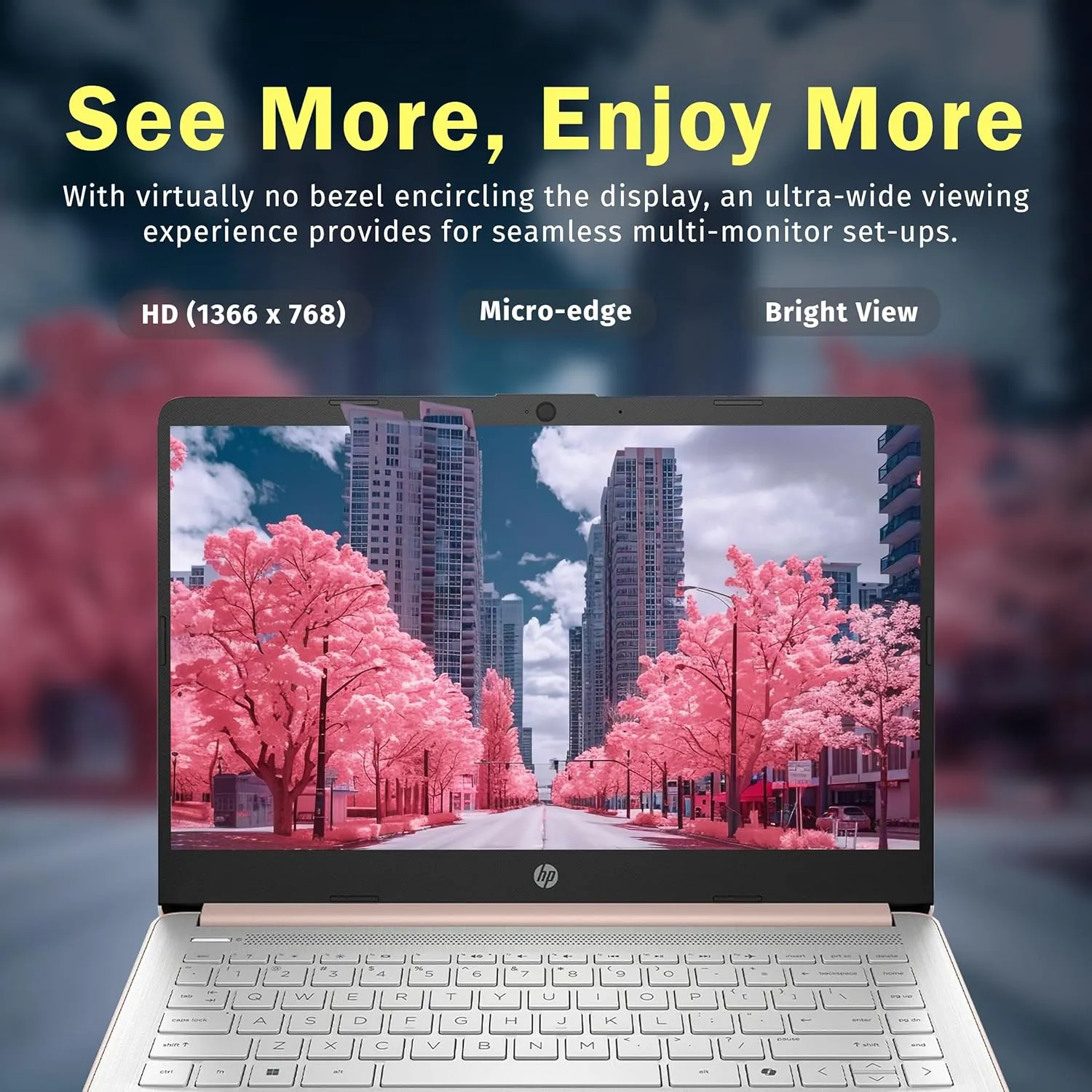 HP Stream 14" HD Laptop, Intel Processor N150, 16GB RAM, 288GB Storage(128GB UFS 160GB Docking Station Set), Intel Graphics, Webcam, Wi-Fi 6, 1 Year Office 365, Copilot, Fast Charge, Win 11, Gold