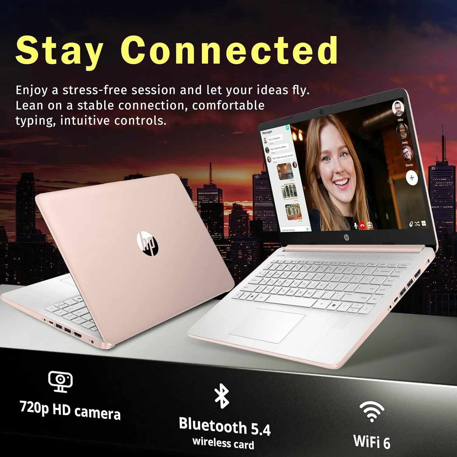 HP Stream 14" HD Laptop, Intel Processor N150, 16GB RAM, 288GB Storage(128GB UFS 160GB Docking Station Set), Intel Graphics, Webcam, Wi-Fi 6, 1 Year Office 365, Copilot, Fast Charge, Win 11, Gold