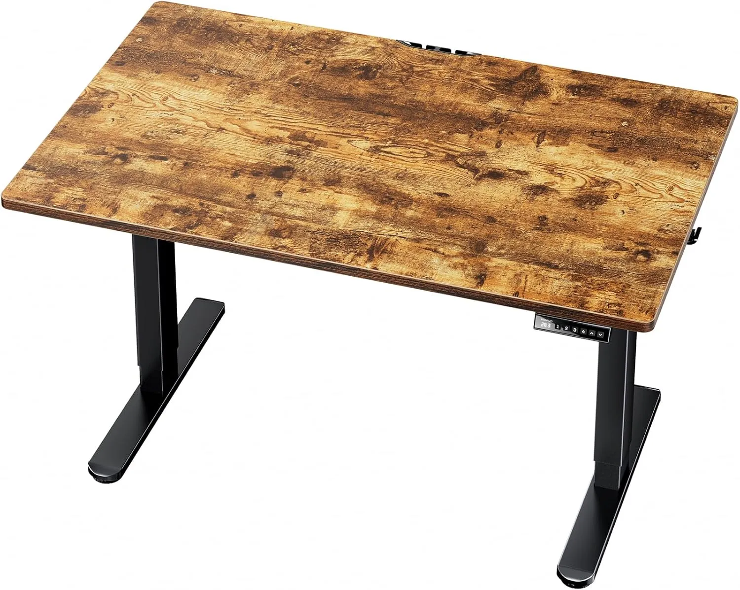 HUANUO Electric Standing Desk, 48" x 30" Whole Piece Desktop, Adjustable Height Computer Desk, 4 Height Memory Settings, Sit Stand Up Desk for Home Office, Vintage
