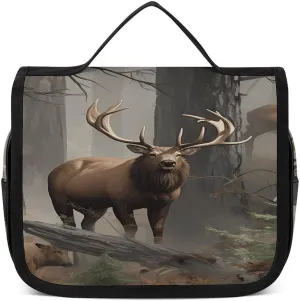 Hunting Deer Bear Elk Toiletry Bag For Women Waterproof Travel Cosmetic Bags Bathroom Hanging Storage Bag