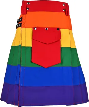 Hybrid Kilt Rainbow LGBTQ Flag Pride Dress Mardi Gras Outfit Parade Sports Skirt Scottish Utility Kilts