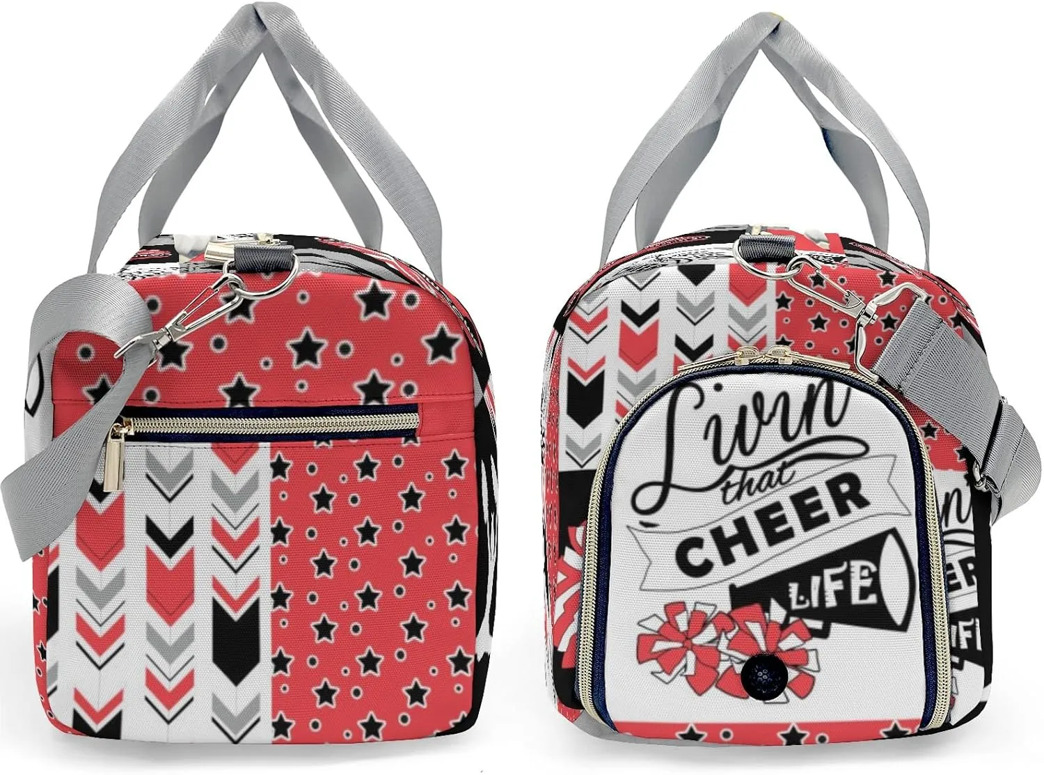 I Love Cheer Cheerleader Personalized Sports Duffel Bags Customized Multi-Function Travel Bag Gym Bag Dance Ballet Overnight Weekend Duffel Bag