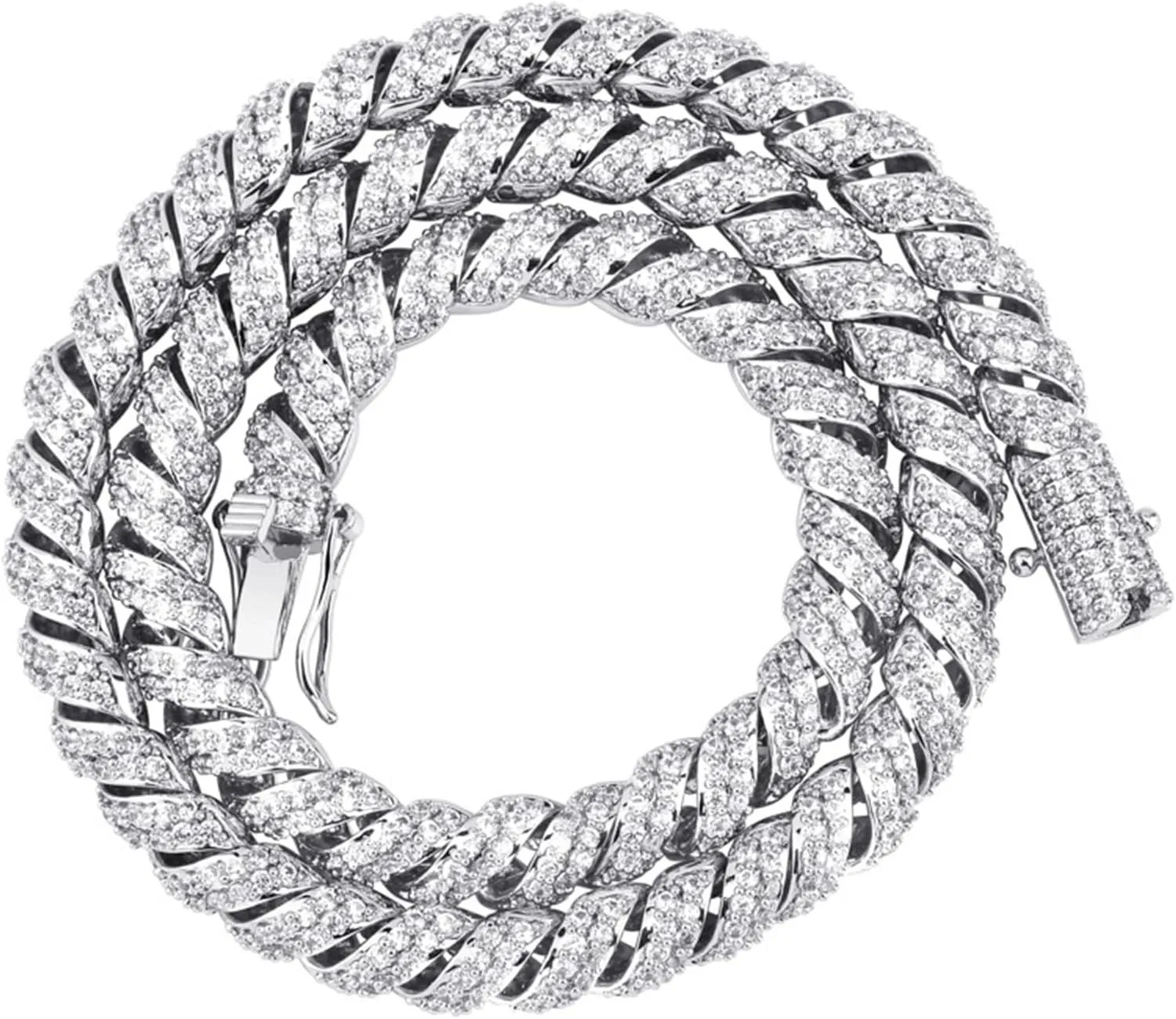 ICEDIAMOND 10mm Gold Plated Creative Retro Helix Cables Design Rope Chain Necklace, Iced Out Bling CZ Lab Diamond Hip Hop Charm Jewelry for Men