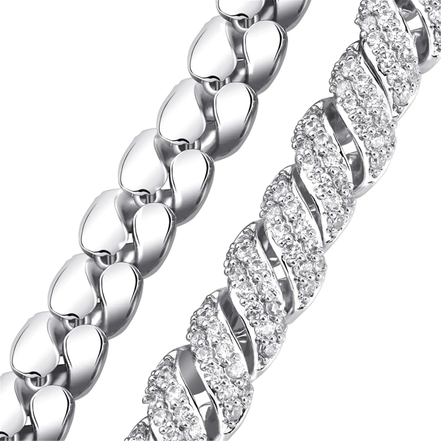 ICEDIAMOND 10mm Gold Plated Creative Retro Helix Cables Design Rope Chain Necklace, Iced Out Bling CZ Lab Diamond Hip Hop Charm Jewelry for Men