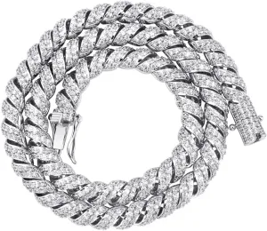 ICEDIAMOND 10mm Gold Plated Creative Retro Helix Cables Design Rope Chain Necklace, Iced Out Bling CZ Lab Diamond Hip Hop Charm Jewelry for Men