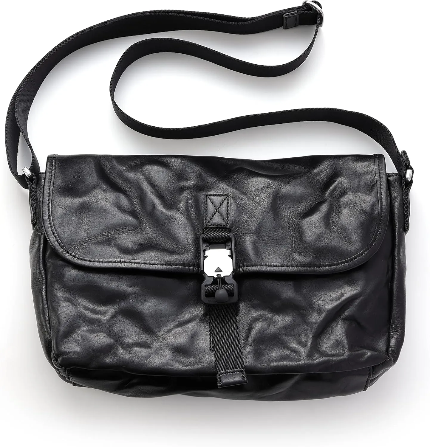 IJUN Handmade Vintage Crossbody Bag - Full Grain Oil Vegetable Tanned Leather Messenger Bag XL Size