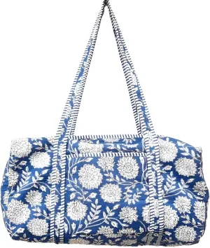 Indian Cotton Floral Printed Quilted Duffle Bag Large Size Beautiful Block Print Weekender Bags Handmade Shoulder Travel Overnight Bag