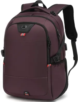 INSAVANT Laptop Backpack 15.6 Inch Water Resistant Backpacks Durable College Travel Daypack Anti Theft with USB Charging Port Best Gift for Men Women (15.6 Inch, Purple)