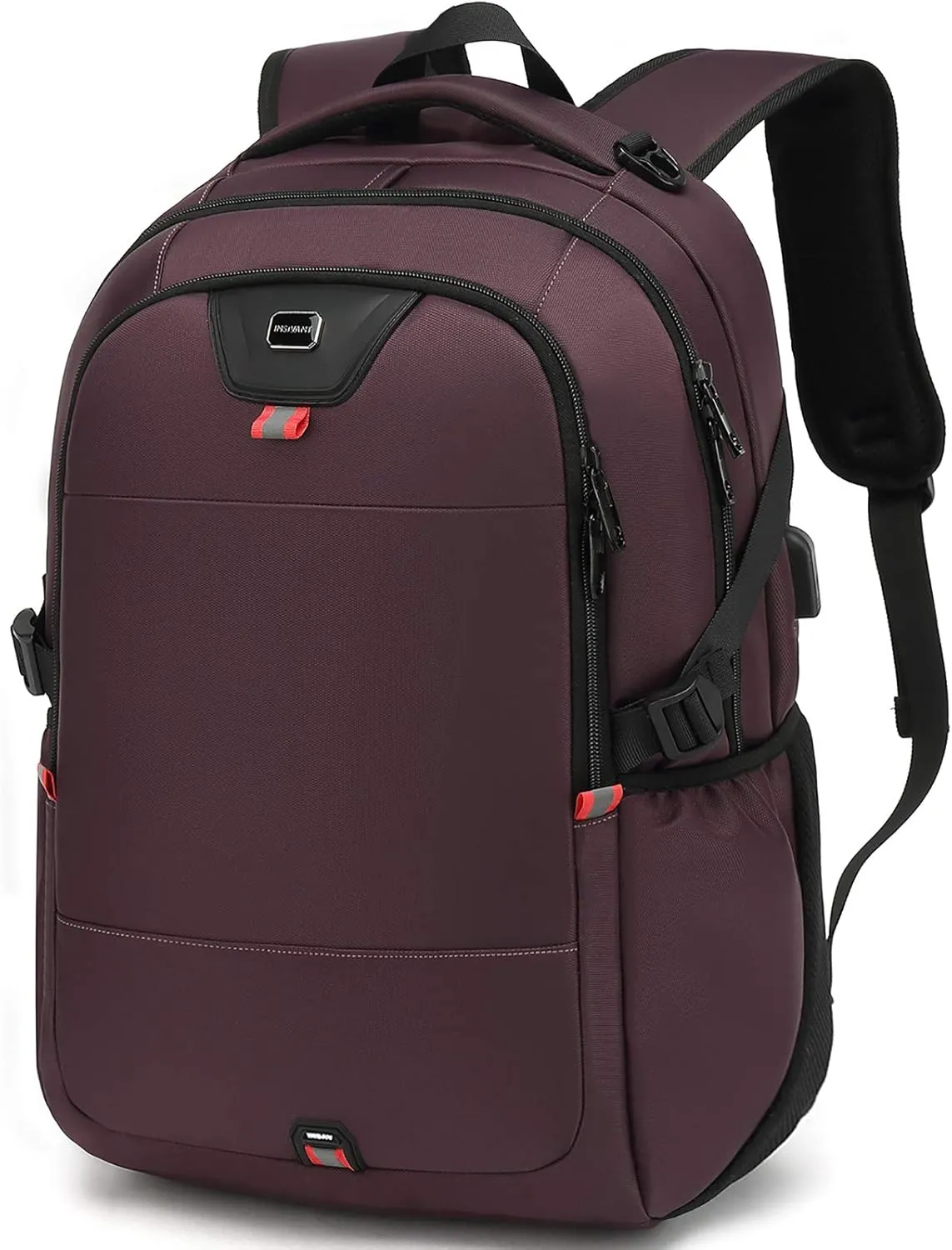 INSAVANT Laptop Backpack 15.6 Inch Water Resistant Backpacks Durable College Travel Daypack Anti Theft with USB Charging Port Best Gift for Men Women (15.6 Inch, Purple)
