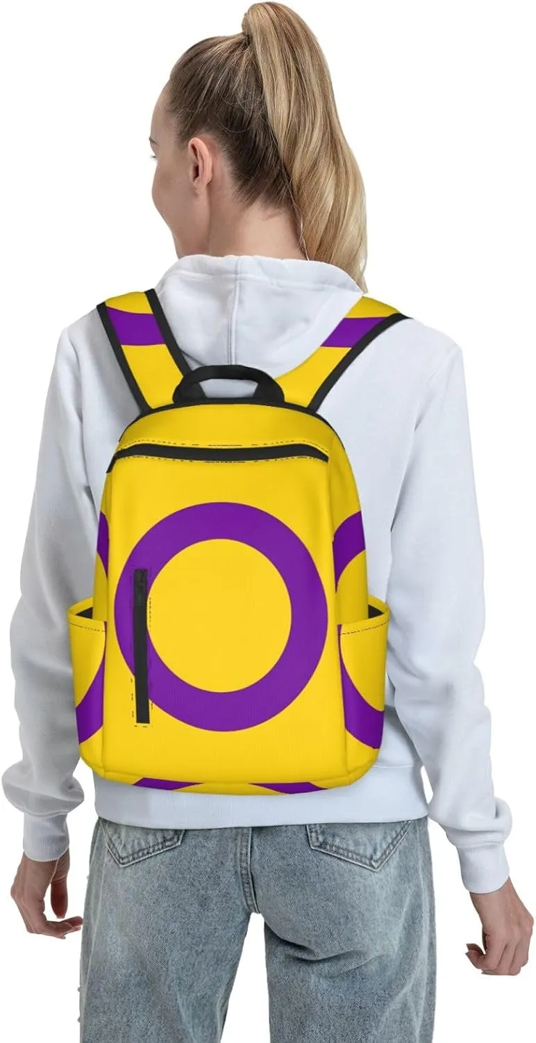Intersex Pride Flag Travel Laptop Backpack Casual Backpacks Double Shoulder Daypack Notebook Rucksack Work Bags Sports Bag for Gym Hiking Camping Beach