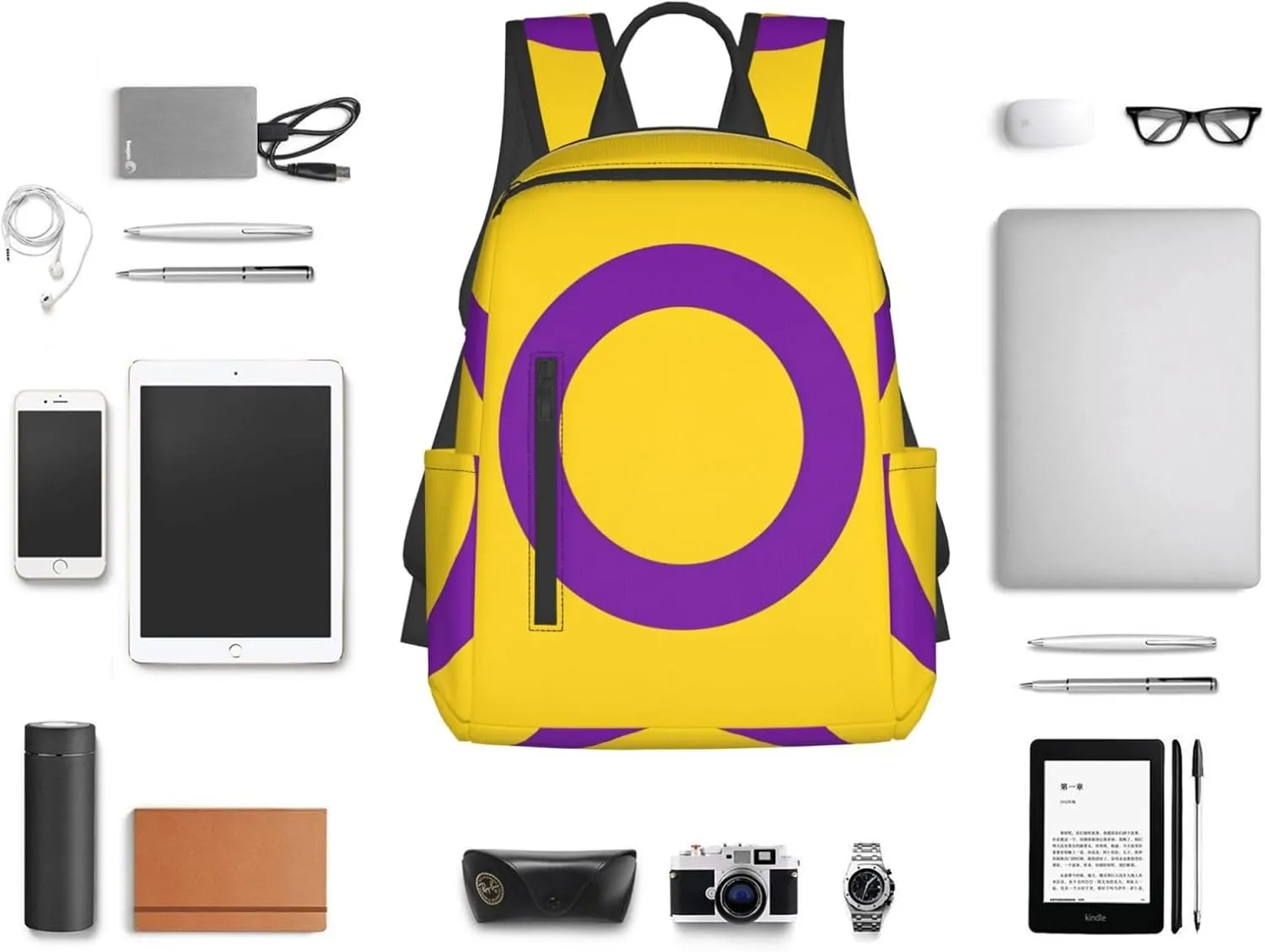 Intersex Pride Flag Travel Laptop Backpack Casual Backpacks Double Shoulder Daypack Notebook Rucksack Work Bags Sports Bag for Gym Hiking Camping Beach