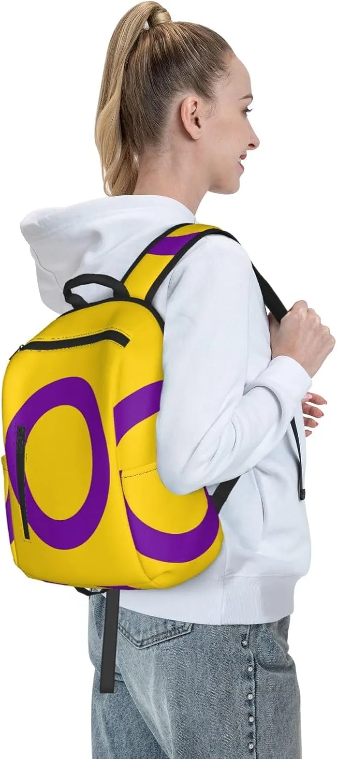 Intersex Pride Flag Travel Laptop Backpack Casual Backpacks Double Shoulder Daypack Notebook Rucksack Work Bags Sports Bag for Gym Hiking Camping Beach