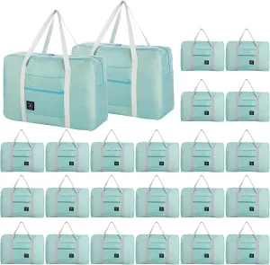 INVODA Travel Bag 24 Packes Carry on Luggage Foldable Duffel Bag Sports Gym Bag Weekender Overnight Bag Water Resistant Nylon Travel Duffel for Men Women (Green 24PCS)