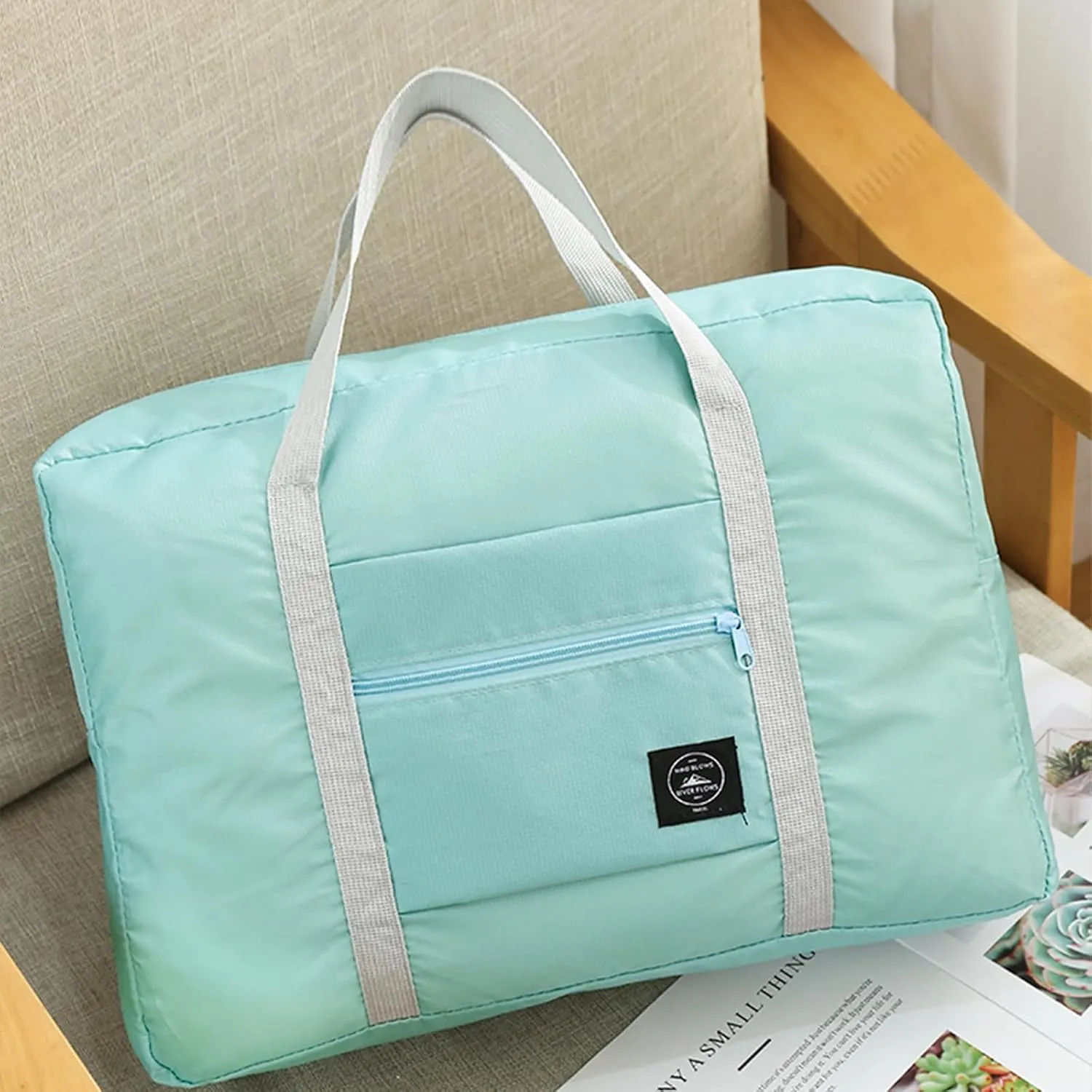 INVODA Travel Bag 24 Packes Carry on Luggage Foldable Duffel Bag Sports Gym Bag Weekender Overnight Bag Water Resistant Nylon Travel Duffel for Men Women (Green 24PCS)