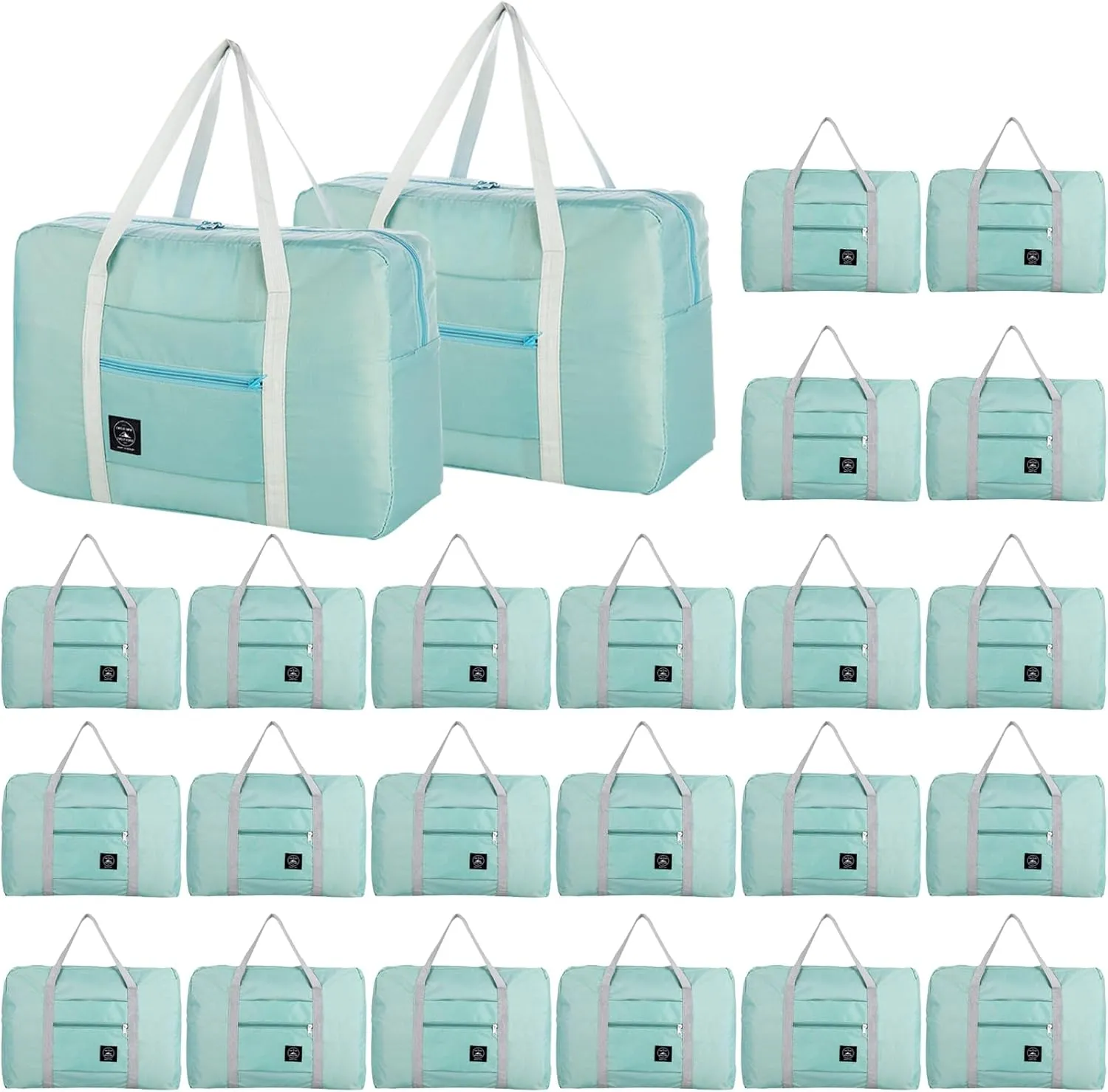 INVODA Travel Bag 24 Packes Carry on Luggage Foldable Duffel Bag Sports Gym Bag Weekender Overnight Bag Water Resistant Nylon Travel Duffel for Men Women (Green 24PCS)