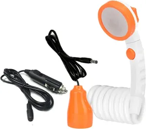 Iron Hammer Portable Shower Outdoor Camping Shower 5000mAh Power Bank Capacity LED Camping Lantern for Emergency Light Mobile Phone Charging car Cigarette Lighter