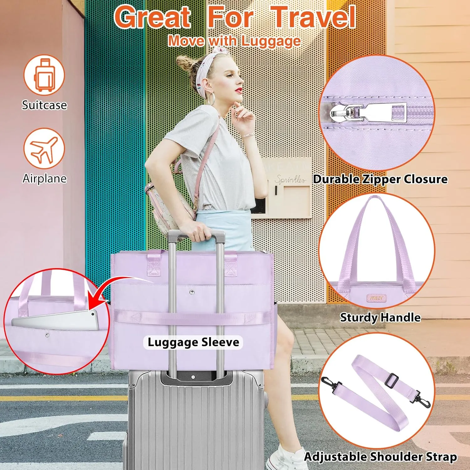ITIEZY Utility Tote Bag for Women with 15/18 Pockets - Large Teacher Tote Bag with Zipper Compartment Nurse Bags for Work
