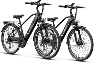 Jasion Roamer Electric Bike for Adults 1200W Peak Motor 528WH Removable Battery,up to 60miles 28MPH City Cruiser Ebike,26'' Commuter E Bike, 7-Speed Gears and Front Suspension Bicycles