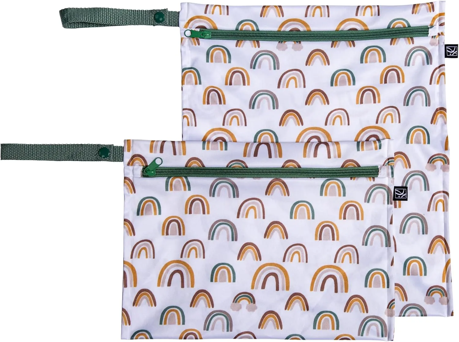 J.L. Childress Waterproof Wet and Dry Bags - 2 Pack - Leak-Proof, Machine-Washable Wet Dry Bags - Reusable Bags for Travel, Beach, Cloth Diapers, Wet Clothes, Swimsuits, Gym - Spice Rainbow