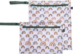 J.L. Childress Waterproof Wet and Dry Bags - 2 Pack - Leak-Proof, Machine-Washable Wet Dry Bags - Reusable Bags for Travel, Beach, Cloth Diapers, Wet Clothes, Swimsuits, Gym - Spice Rainbow