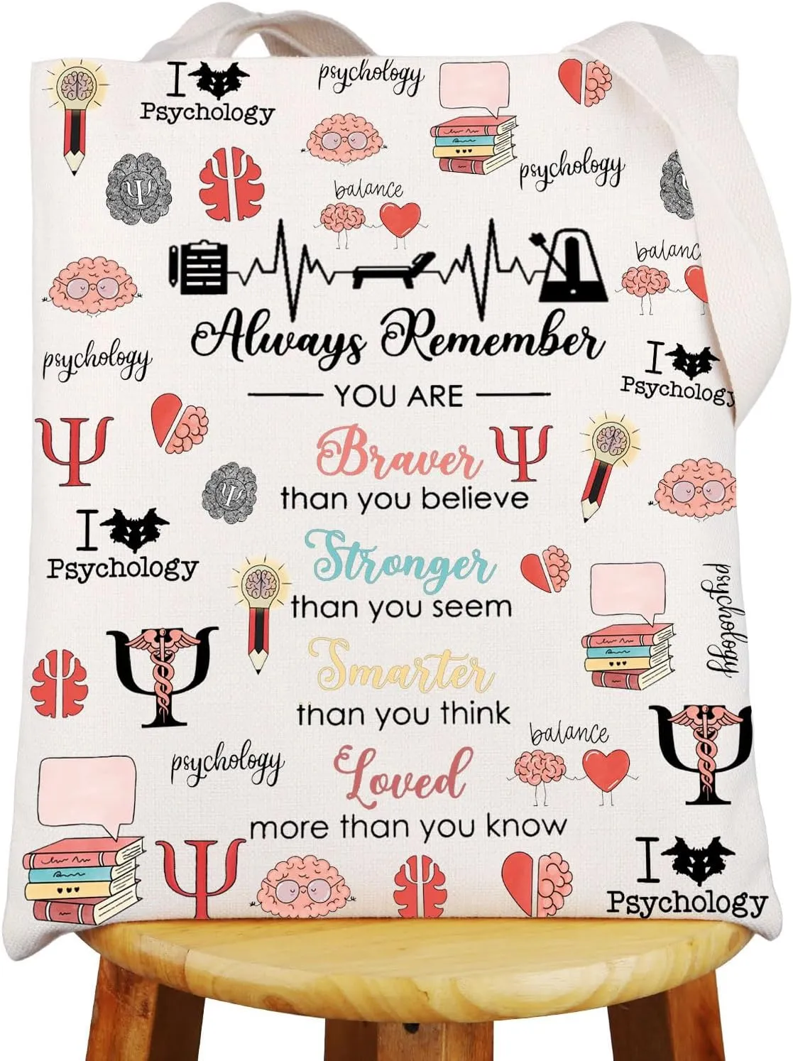JNIAP Psychologist Tote Bag Psychology Therapist Gift Psychology Gift Mental Health Counselor Tote Bag Psychology Major Gift