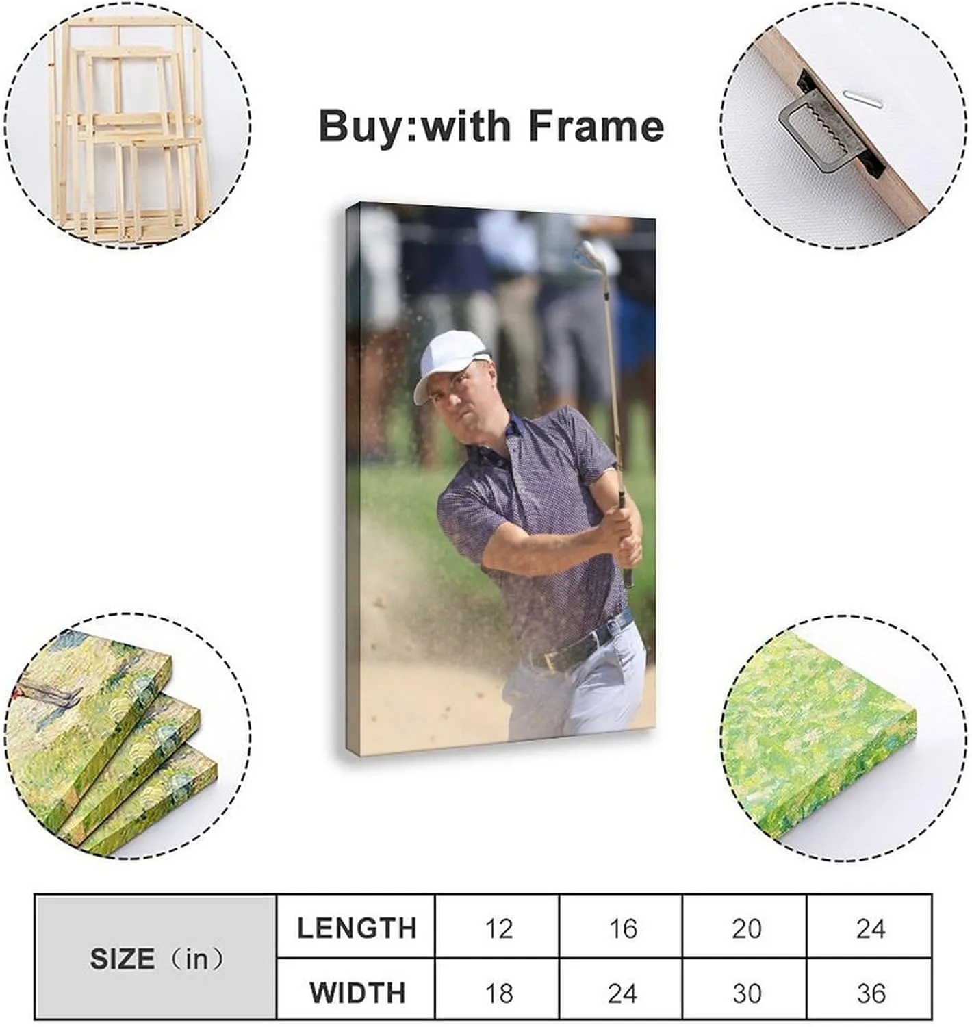 Jordan Spieth Golf Poster60 Canvas Poster Wall Art Decor Print Picture Paintings for Living Room Bedroom Decoration Frame:12x18inch(30x45cm)