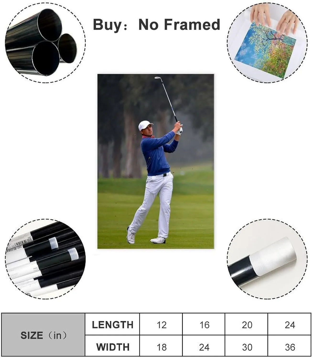 Jordan Spieth Golf Poster85 Canvas Poster Wall Art Decor Print Picture Paintings for Living Room Bedroom Decoration Unframe:12x18inch(30x45cm)