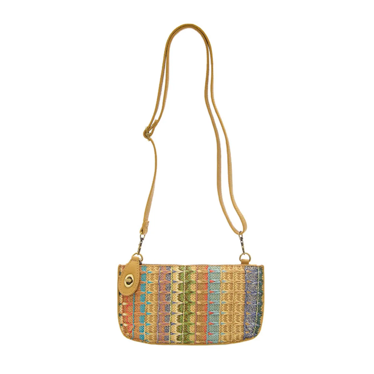JS Stripe Straw Mini Wristlet