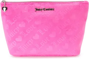Juicy Couture Women's Cosmetics Bag - Travel Makeup and Toiletries Top Zip Wedge Pouch, Size One Size, Hot Pink
