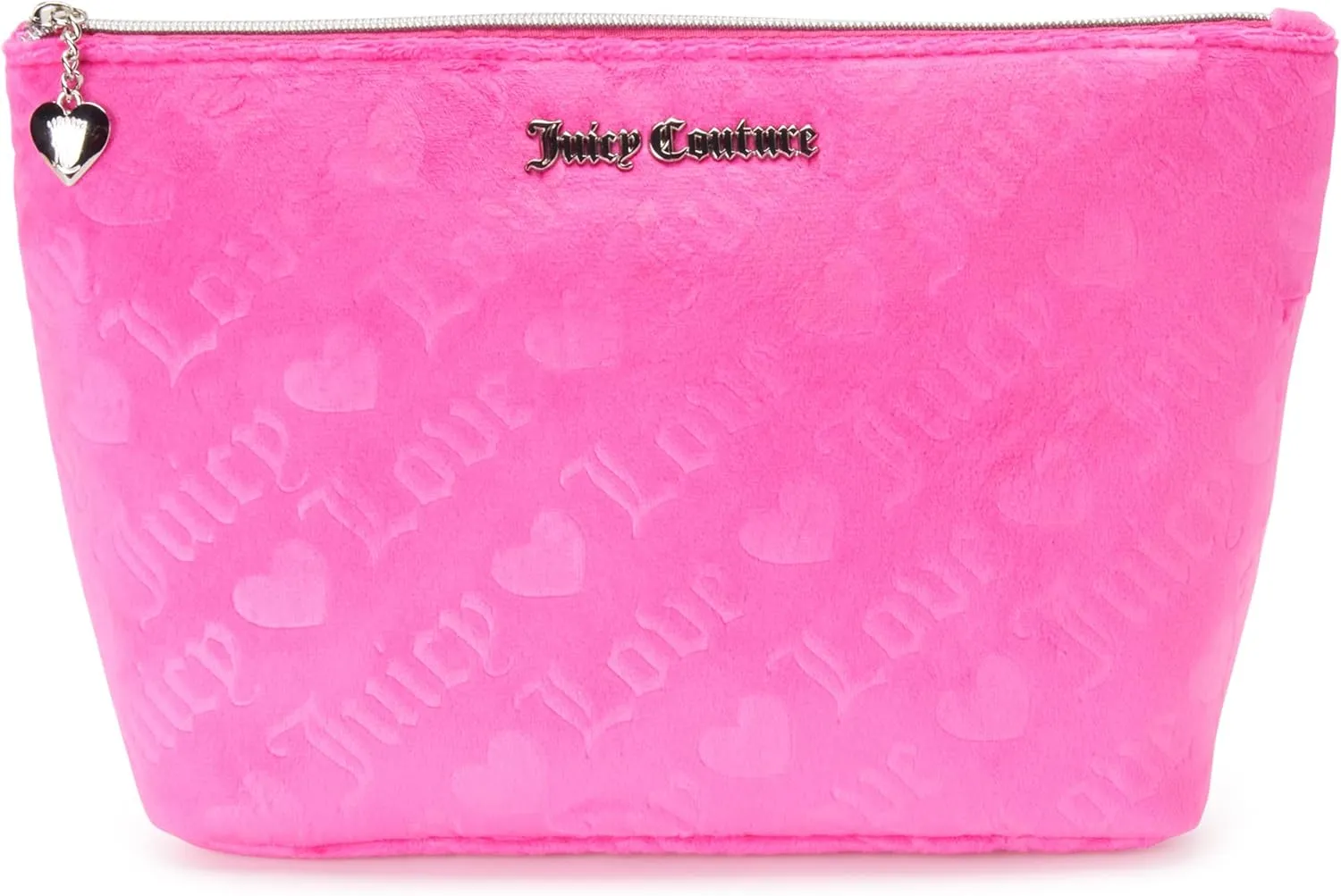 Juicy Couture Women's Cosmetics Bag - Travel Makeup and Toiletries Top Zip Wedge Pouch, Size One Size, Hot Pink