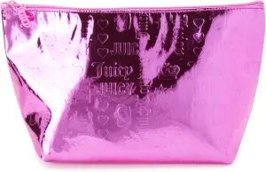 Juicy Couture Women's Cosmetics Bag - Travel Makeup and Toiletries Top Zip Wedge Pouch, Size One Size, Pink PU