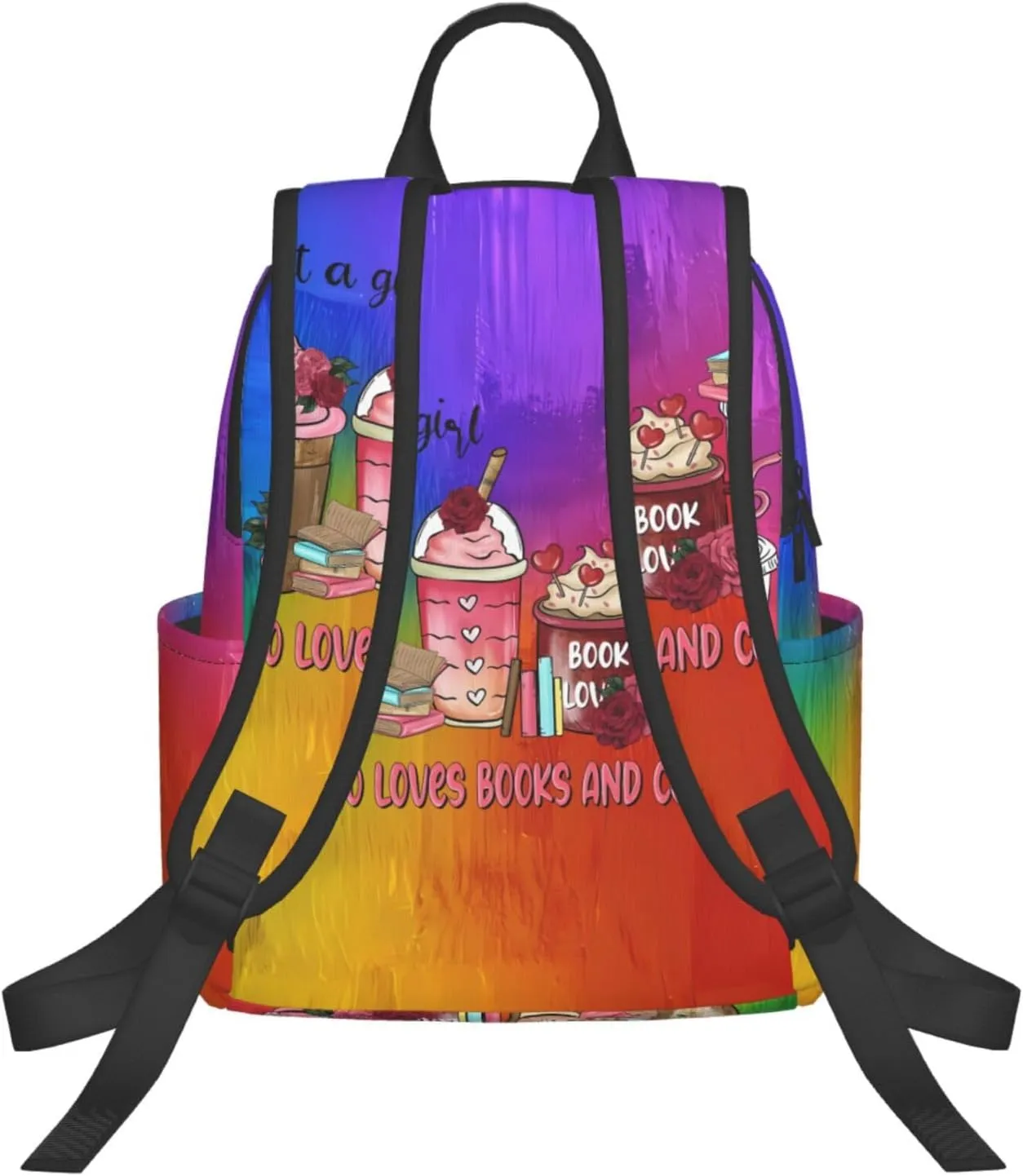 Just A Women Who Loves Books And Coffee Travel Laptop Backpack Casual Backpacks Double Shoulder Daypack Notebook Rucksack Work Bags Sports Bag for Gym Hiking Camping Beach