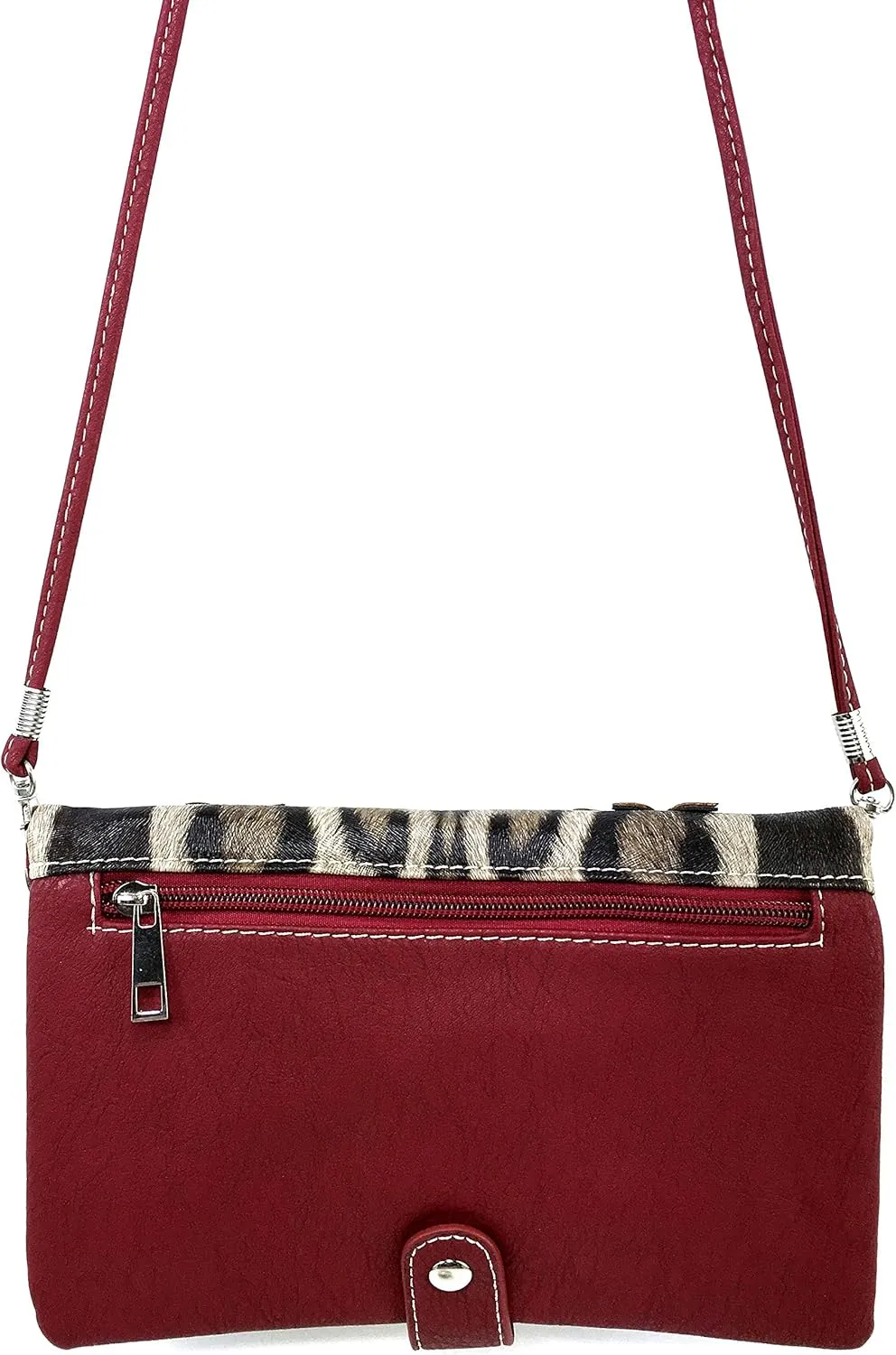 Justin West Double Pistol Gun Leopard Cross Body Messenger Purse Wristlet Clutch Handbag