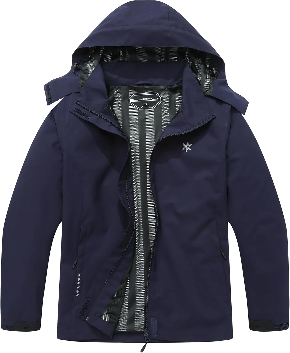 KAIDER Women's Plus Size Lightweight Waterproof Hooded Rain Jacket for Outdoor Hiking Travel