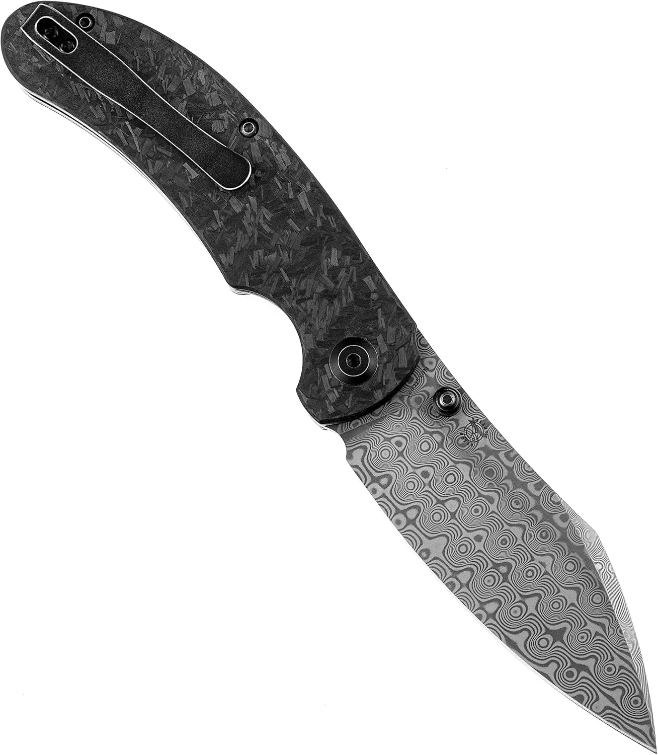 KANSEPT Nesstreet Pocket Folding Knives for Men EDC Camping Folding Knife 3.58'' Damascus Material Pocket Folding Knife with Shred Carbon Fiber Handle Everyday Carry K1039D1